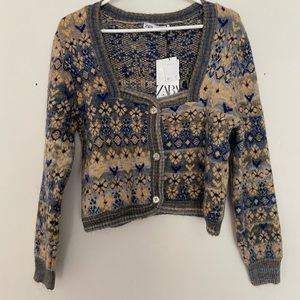 NWT Cropped Fair Aisle Knit Sweater